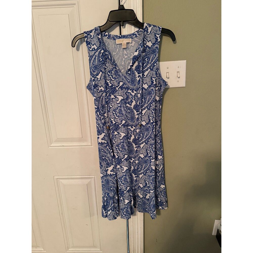 Michael Kors Midi Dress in Blue Paisley Sz XS